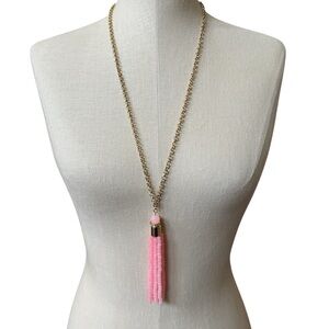 Elegant Pink Tassel Necklace